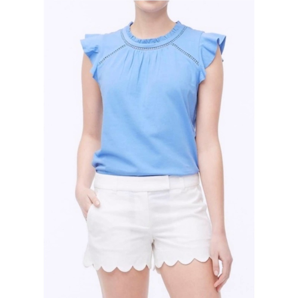 Alice Collection White Scalloped Hem Casual Shorts Sz 2